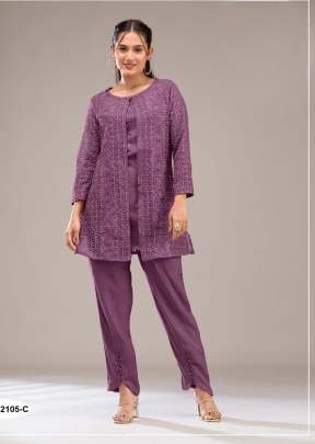 Pakistani Readymade Suit In Faux Georgette With Rich Embroidery Purple Color DN 2105