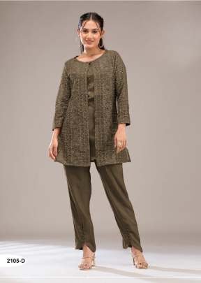 Pakistani Readymade Suit In Faux Georgette With Rich Embroidery Mehndi Color DN 2105