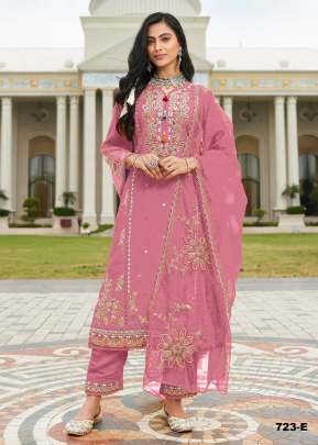 Pakistani Suit PV Cotton With Heavy Embroidered Viscose Multi Thread Zari Sequence Work Light Pink Color  DN 723