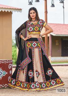 Panghat Vol 1 Designer Party Wear New Navratri Lehenga Choli Black And Cream Color DN 1003