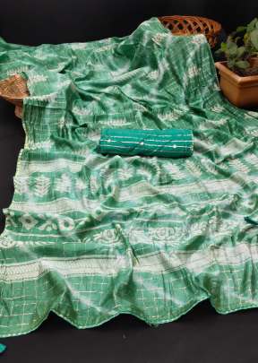 Plant Pure Soft Cotton Fabric And Batik Print With Beautiful Heavy Zari Work Saree Pista Color