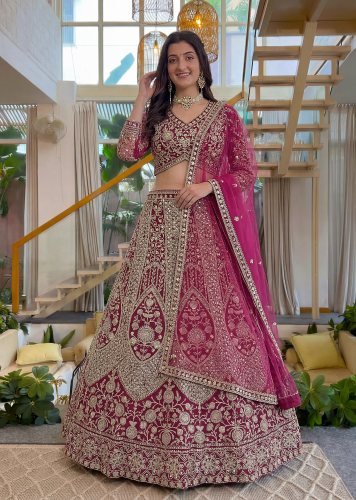 Premium Butterfly Net Lehenga Choli with Embroidery And Sequence Work Magenta Color LFH DN 5172