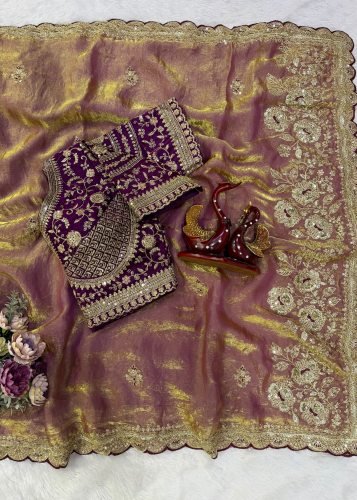 Premium Designer Saree Soft Space Silk Premium Heavy Embroidery Work With Pink Color LFH NC DN 5519
