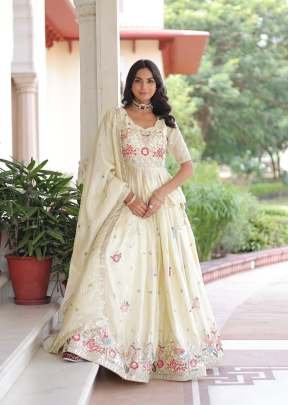 Premium Designer Sequence Embroidered Readymade Lehenga Choli Set White Color KA DN 5060
