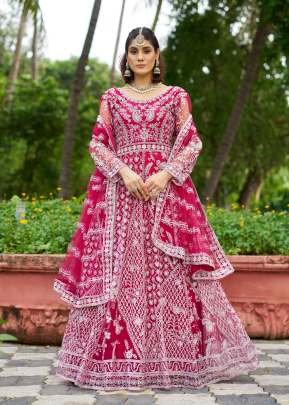 Premium Exclusive Festive Wear Pure Butterfly Net With Full Diamond Handwork Anarkali Gown Pink Color DN 3104