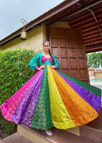 Premium Multi Color Anarkali Gown For Garba And Festive Wear Navratri Collection Multi Color DN 158 