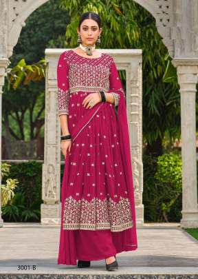 Pure Faux Georgette  Sequence Work Readymade Salwar Suit Dark Pink Color DN 3001
