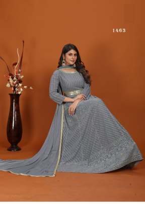 Rahek Vol 1 Beautiful Premium Faux With Heavy Embroidery Anarkali Gown Grey DN 1463