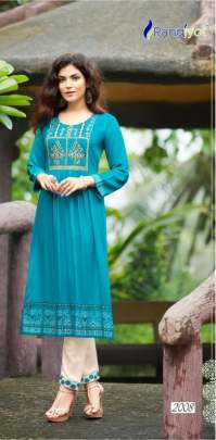 Rangjyot Maria vol 1 Pure Rayon 14 Kg With Beautiful Work Kurti Sky Blue Color DN 2008