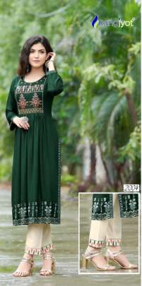 Rangjyot Maria vol 1 Pure Rayon 14 Kg With Beautiful Work Kurti Green Color DN 2004