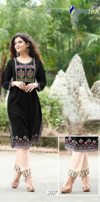 Rangjyot Maria vol 1 Pure Rayon 14 Kg With Beautiful Work Kurti Black Color DN 2007