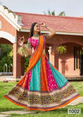 Ras Rachiya Vol 1 Cotton With Mirror Work Navratri Lehenga Choli Orange Color DN 1002