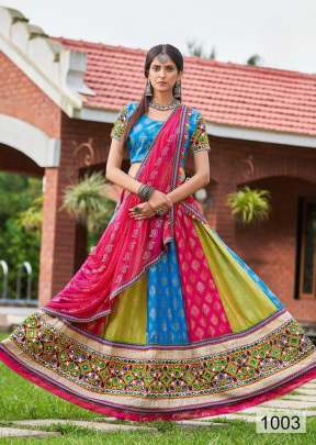 Ras Rachiya Vol 1 Cotton With Mirror Work Navratri Lehenga Choli Pink Color DN 1003