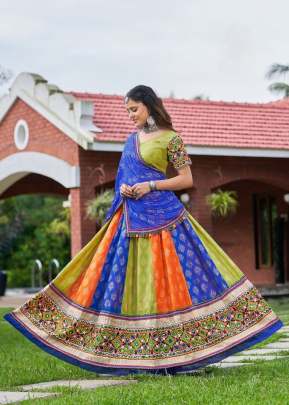 Ras Rachiya Vol 1 Cotton With Mirror Work Navratri Lehenga Choli Blue Color DN 1004