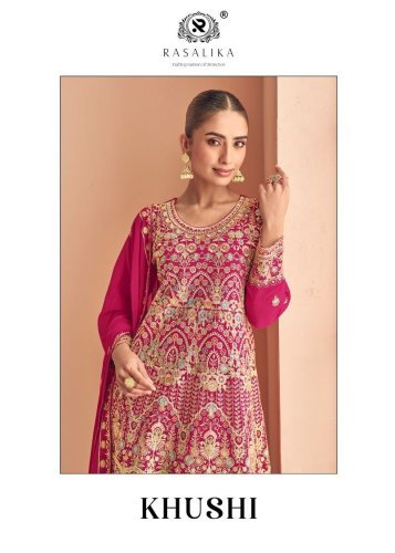 Rasalika Khushi Real Georgette Embroidery Worked Salwar Suits Collection