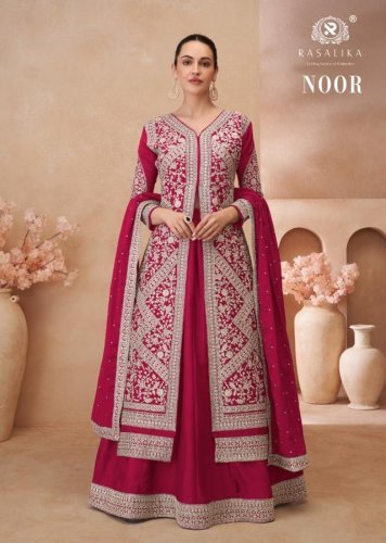 Rasalika Noor Real Chinon Silk With Embroidery Work Salwar Suit Collection