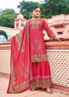 Zoor Readymade Pakistani Suit Pure Crape Silk Digital Print With Orignal Mirror Work Pink Color DN 1006