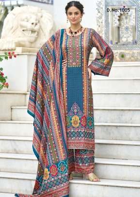 Sanaya Readymade Pakistani Suit Style 3 Piece Kurtis Set  Teal Blue Color DN 1005