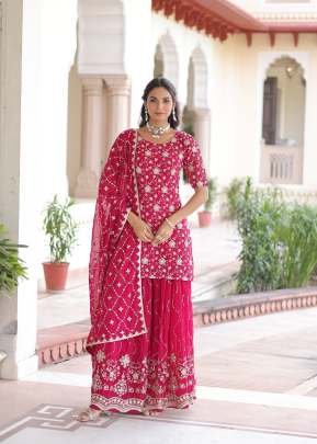 Readymade Sharara Suit With Embroidery Sequence Work  Pink Color DN 1210