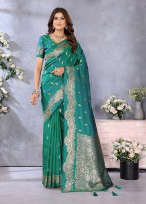 Riya Exclusive Summer Special With Beautiful Gala Weaving Soft Work Banarasi Silk Saree Green Color 