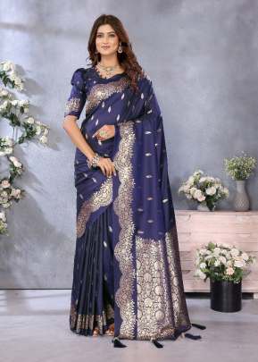 Riya Exclusive Summer Special With Beautiful Gala Weaving Soft Work Banarasi Silk Saree Blue Color 