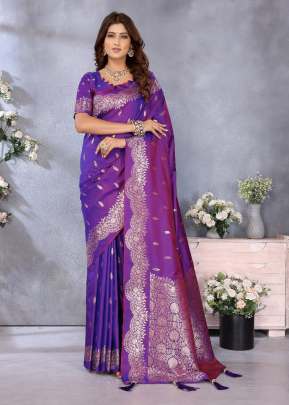 Riya Exclusive Summer Special With Beautiful Gala Weaving Soft Work Banarasi Silk Saree Purple Color 