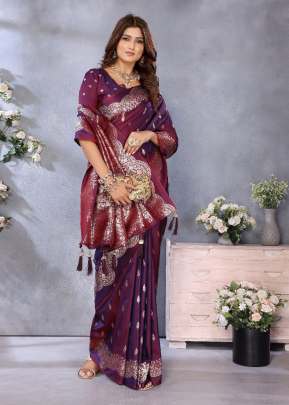 Riya Exclusive Summer Special With Beautiful Gala Weaving Soft Work Banarasi Silk Saree Brown Color 