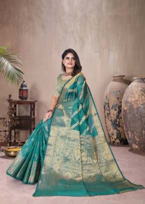 Ruhika Pure Soft Organza Silk Saree With Antique Real Zari Saree Sky Blue Color