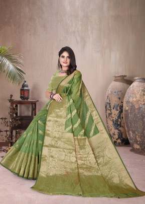 Ruhika Pure Soft Organza Silk Saree With Antique Real Zari Saree Light Green Color