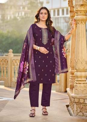 SNAYA Ready made Kurta Set Gadhwal Silk With Heavy Embroidery   Sequence  WORK Purple Color DN 1002