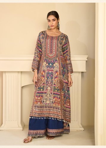Sayuri Design Crep Silk  With Hand Aari Work Latest  Trendy  Ehsaas Salwar Suit  Multicolor Color DN 20003