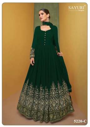 Sayuri Designer Alizeh Gold Faux Georgette With Embroidery Work Anarkali Salwar Kameez Green Color DN 5220