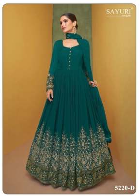 Sayuri Designer Alizeh Gold Faux Georgette With Embroidery Work Anarkali Salwar Kameez Rama Green Color DN 5220