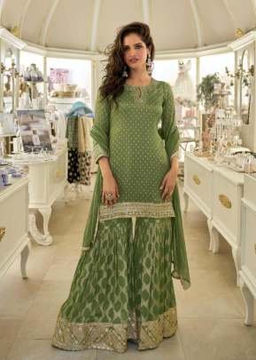 Sayuri Designer Amrit Salwar Suit Viscose Jacquard Silk With Embroidery work Green Color DN 5858