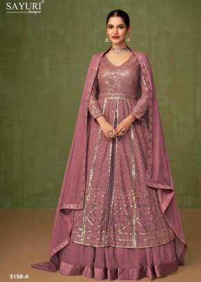 Sayuri Designer Heer Heavy Faux Georgette With Embroidery Work With Thread Work Anarkali Gown Red Glow Color DN 5198