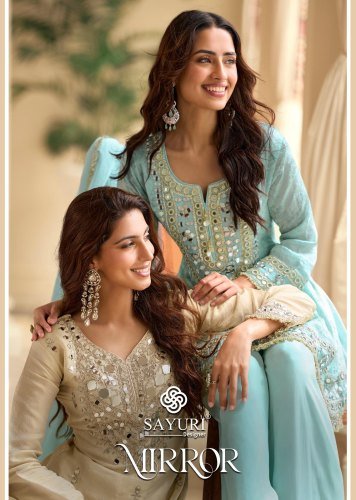 Sayuri Designer Mirror Simar Silk With Embroidered Work Top Bottom And Dupatta Suit