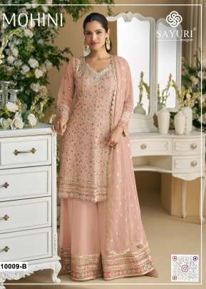 Sayuri Designer Mohini Faux Georgette With Heavy Embroidered And  Sequence Work Palazzo Suit Light Pink Color DN 10009