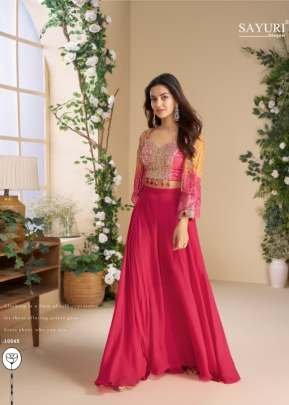 Sayuri Designer Moon Heavy Chinon Silk Premium 3 Piece Indo Western Pink Color DN 10049
