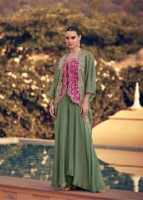 Sayuri Designer Panihari Heavy Chinon With Sequence Embroidery Work  Indo Western Collection Pastel Green Color DN 5765