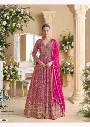 Sayuri Designer Parampara Anarkali Gown Real Premium Georgettee With Heavy Embroidery Seroski Zarkan Work Pink Color  DN 5807