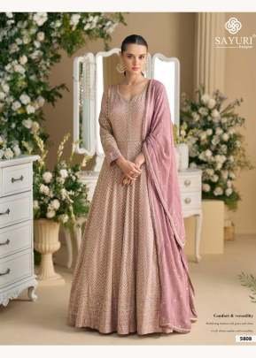 Sayuri Designer Parampara Anarkali Gown Real Premium Georgettee With Heavy Embroidery Seroski Zarkan Work Dusty Pink  Color  DN 5808