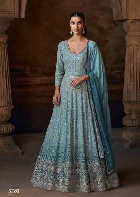 Sayuri Designer Party Wear Heavy Real Georgette With Sequence And Embroidery Work Anarkali Gown Sky Color DN 5785