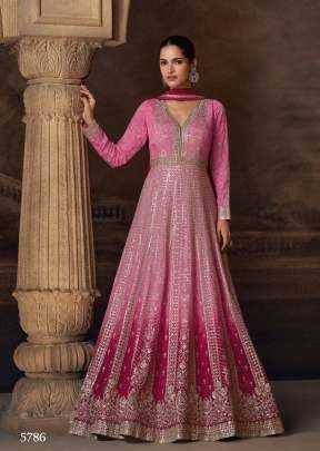 Sayuri Designer Party Wear Heavy Real Georgette With Sequence And Embroidery Work Anarkali Gown Pink Color DN 5786