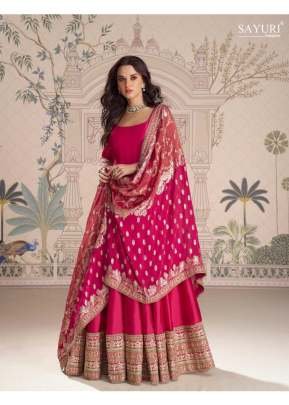 Sayuri Designer Roshni Premium Heavy Real Vichitra Silk Rich Embroidery Sequence Work Designer Anarkali Gown Rani Pink Color DN 10039