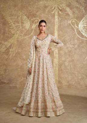 Sayuri Designer Royal Real Georgette With Embroidery Anarkali Gown White Color DN 5651