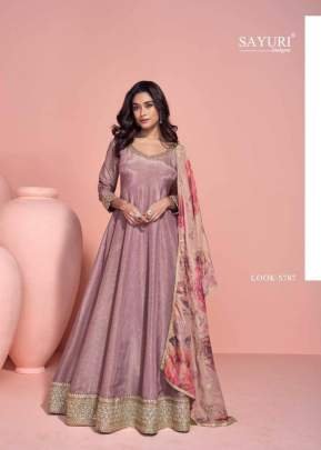 Sayuri Designer Sikha Wedding Collection Chinon Thread Embroidery With Sequence Work Salwar Kameez Anarkali Gown Light Purple Color
