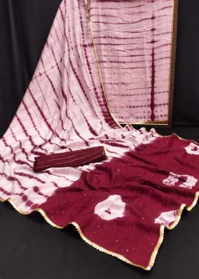 Seemaya Cotton With Beautiful Sequence Work Saree Maroon Color