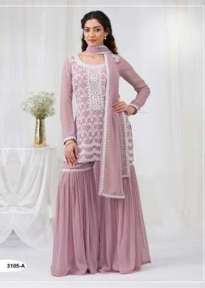 Sharara Suit Designer  With Embroidery Work lavender Color DN 3105 