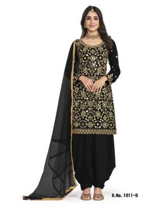 Shreemati Heavy Kasturi Pure Silk Embroidery  Work Patiala Suit Black Color DN 1011
