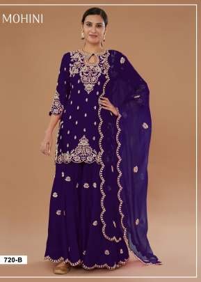 Special Designer Party Wear Sharara Suit Vichitra Blooming With Heavy Embroidered And Sequence Work Purple Color DN 716 